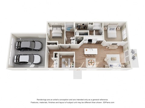 Floor plan for 2 beds, 2 baths, 1322 sqft